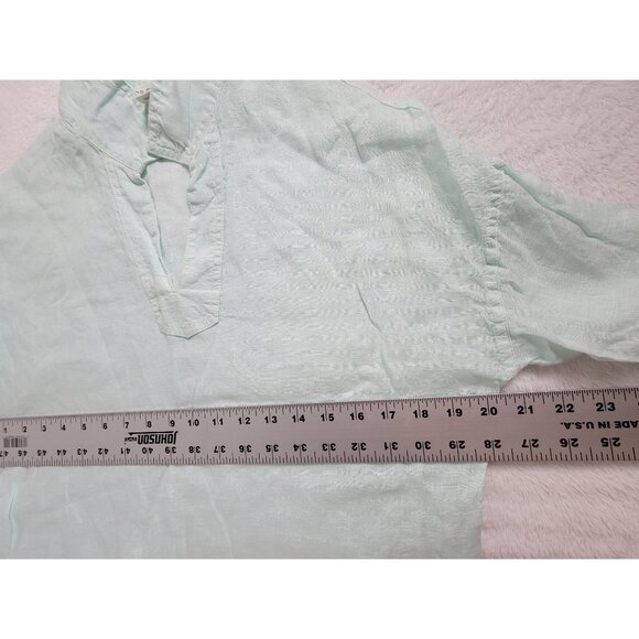 C&C California Womens Light Mint Green Linen Popover Tunic Top XS Long Sleeve - Picture 6 of 7